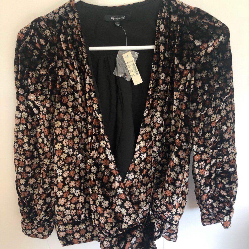 NWT Madewell Velvet Wrap Top
